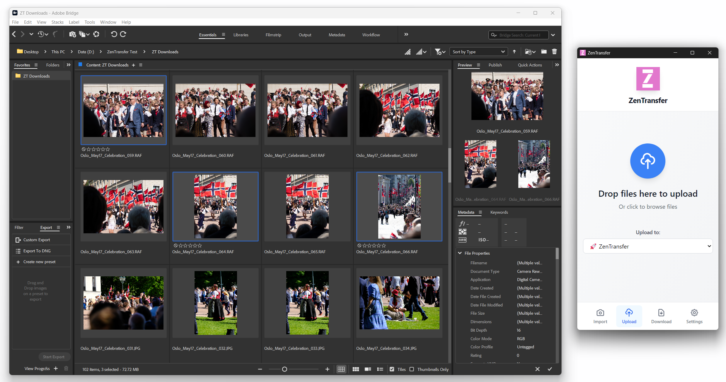 Using Adobe Bridge with ZenTransfer